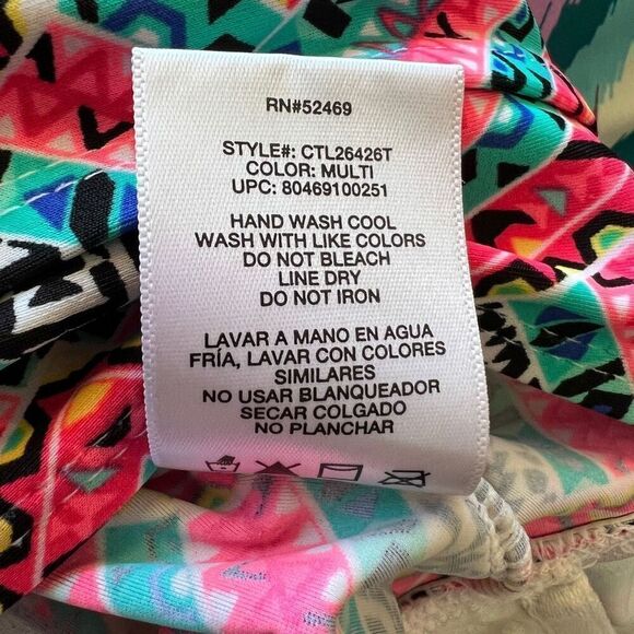 Catalina Tankini Swimsuit Tops Size Medium Multiprint Pink Aqua Blue White and - Picture 9 of 11